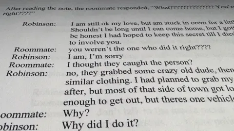 Full Message Log Involving Charlie Kirk Accused and Roommate